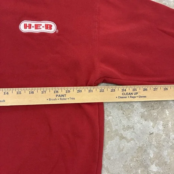 HEB Employee Sweatshirt Unisex Large Red Long Sleeve Pullover Uniform Work Wear - Picture 6 of 9